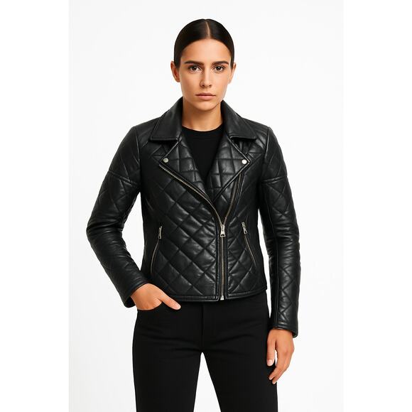 Alexander Wang x H&M Quilted Leather Moto Jacket | Y2K Streetwear Fall Staple - Picture 1 of 16